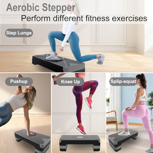 Aerobic Exercise Step, Adjustable Workout Step Platform - color: Grey