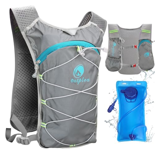 Ouplea Small Running Hydration Backpack Hydro Vest with 2L Water Bladder - color: Grey