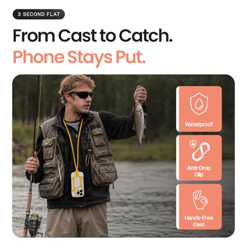 Pulpo Safety Cell Phone Lanyard Yellow Fits Smartphones 6.1" to 6.8” - Anti Theft Phone Strap for Men & Women, Lanyards for Phones, Hiking Phone Holder & Cellphone Lanyard,Silicone Crossbody Straps - color: Yellow