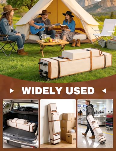 Wheeled Canopy Tent Storage Bag for 10x10x63 Inch Pop Up Canopy, Heavy Duty Rolling Carry Bag with Handles & Zipper, Waterproof Oxford Fabric Replacement Tent Bag for Instant Canopy - size: 10*10*63in