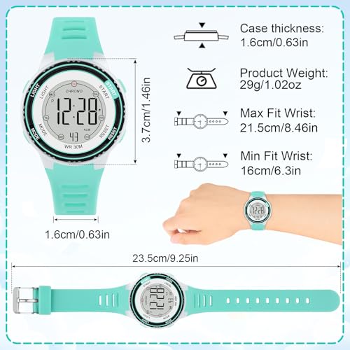 DTKID Digital Kids Watch 30 M Waterproof for Girls Boys 5-16 - color: Blue