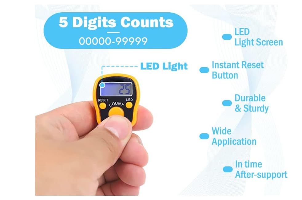 12 Pack Electronic Finger Counter, 5 Digit LCD Electronic Digital Display, Hand Tally Clicker Counter, Digital Handheld Tally Counter, Counting for Golf, Goods Counting, Lap, Knitting