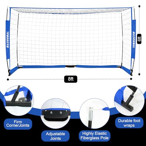 BaseGoal Soccer Goal for Backyard,with Bow Frame and Agility Ladder - size: 8x6 ft