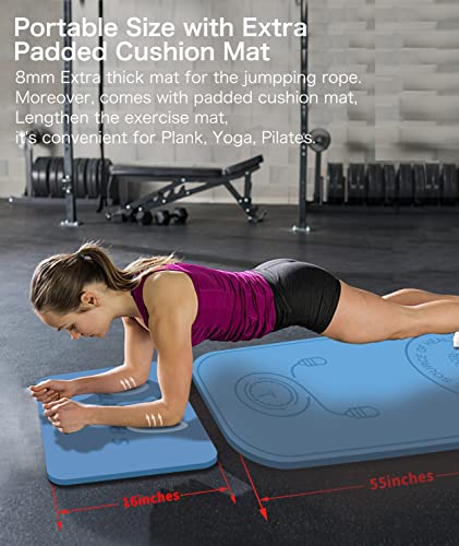 Jump Rope Mat Shockproof Exercise Skipping Mat All-Purpose Extra Thick High Density Anti-Tear Exercise Yoga Mat, Non Slip for Indoor and Outdoor - color: Light Blue