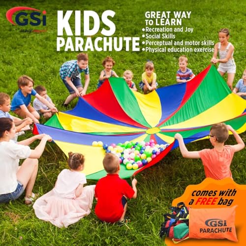 GSi Kids Rainbow Parachute 6 ft to 35 ft for School & Gym Class - size: 12 Feet