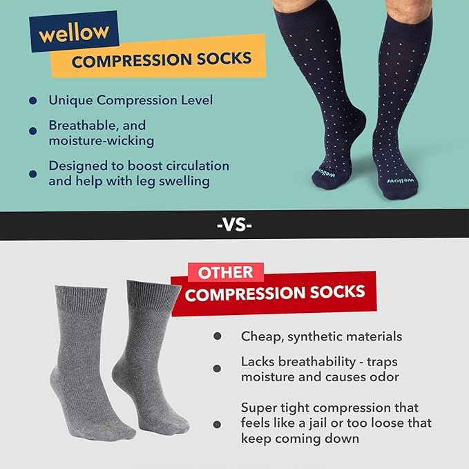 Socks by Wellow - color: Cobalt Dot Wide Calf, size: Large
