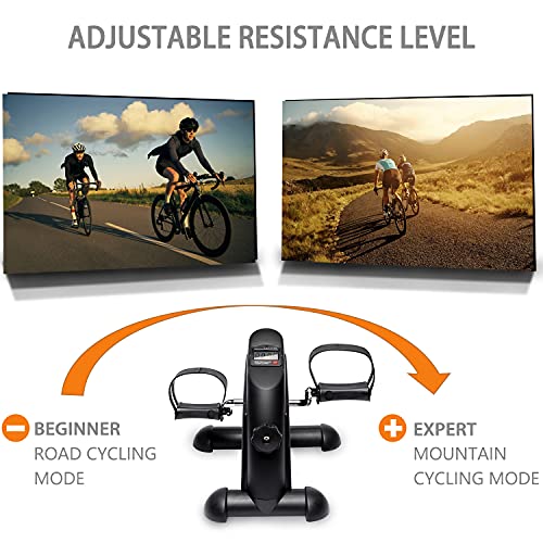 TODO Mini Exercise Bike Pedal Exerciser Foot Peddler Portable Therapy Bicycle with Digital Monitor - color: Silver