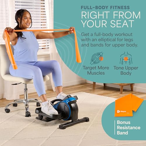 Lifepro Flexstride Under Desk Elliptical with Red Light Therapy Option - color: Blue