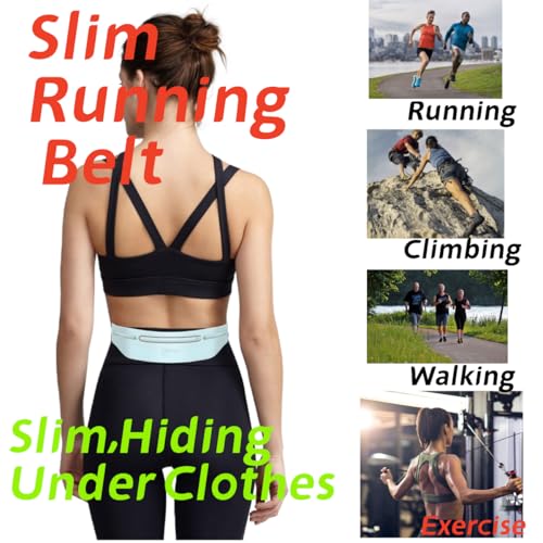 3 Separate pouch Slim Running Belt Fanny Packs for Women & Men,Reflective Running Fanny Pack,Runner Belt for Running Walking Cycling Camping Gym (Pink) - color: Pink