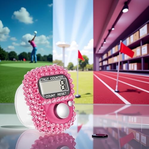 Pink Electronic Finger Tally Counter Clicker Counter,Convenient Portable Digital Display Tally Counter,Resettable Mini Lap Counter for Golf Goods Counting Accessories,Track and Field Lap Counters