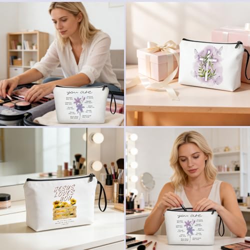 Christian Floral Bible Verse Inspirational Gifts Makeup Bag for Women - color: Christian-4