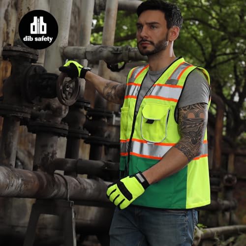 Dib Safety Reflective Safety Vest Made with 3M Tape, Yellow and Green L - color: Yellow & Green, size: Large