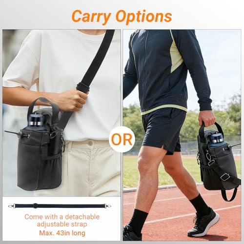 Magnetic Gym Bag for Men & Women Magnetic Water Bottle Holder Small Gym Accessories Crossbody Bag for Fitness Lovers - color: Black