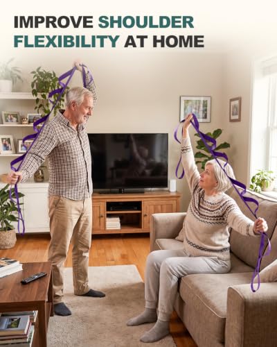 Trideer Non-Elastic Stretching Strap with Loops for Physical Therapy & Rehab, Knee Hip Leg ROM Post-Surgery, Yoga Strap for Stretching, Leg Lifter Strap Mobility Aid, Hamstring Calf Back - color: Purple/75"x1"