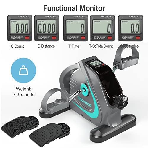 Under Desk Bike Pedal Exerciser Portable Mini Home Exercise Bike with 5LBS Flywheel Sitting Peddler Exerciser for Seniors Legs and Arms Trainer Physical Therapy Equipment Fitness Exercise Bicycle