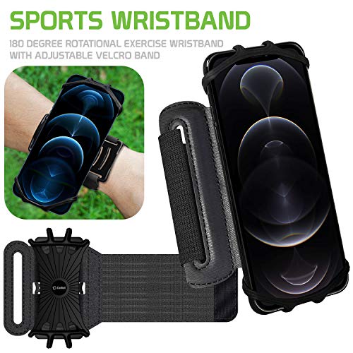 Cellet Adjustable Fitness Sports Armband Running Sleeve Cell Phone Holder Water Resistant Case Compatible to Apple iPhones, Samsung Galaxy, Google Pixel Smartphones