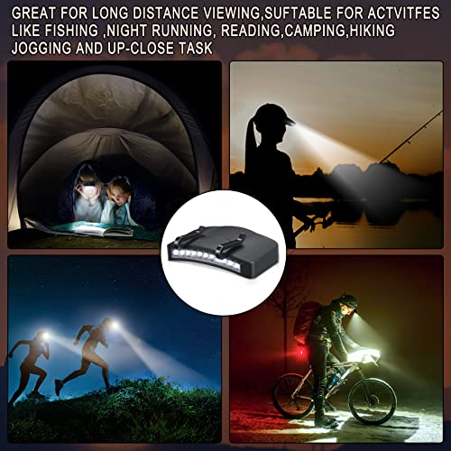 Hortsun 10 Pcs Light Clip 11 LED Cap Lights Clip on Hat Headlamp Battery Cap Brim Lamp Black Waterproof Ultra Bright Flashlight for Hunting Camping Fishing Hiking - style: Battery