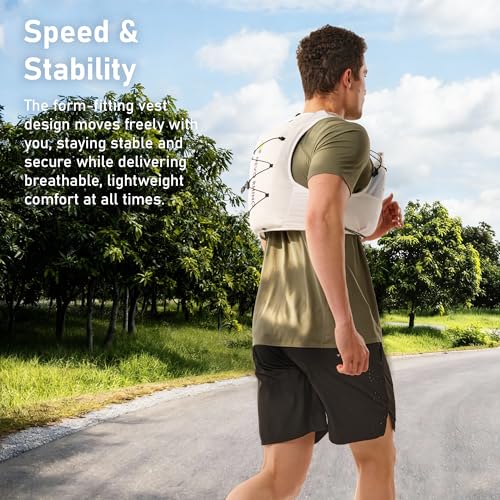 N NEVO RHINO Running Vest 5L, Hydration Vest with 2 TPU 500ml Soft Flask - color: white, size: Large
