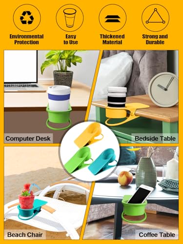 3PCS Clip on Cup Holder for Chair, Kalolary Drink Holder, Yellow Blue Green - color: 3PCS Blue Green Yellow