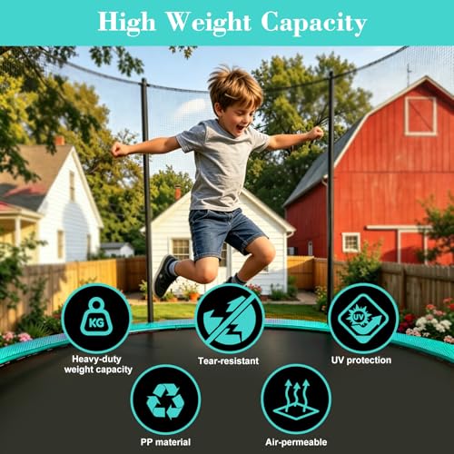Trampoline Replacement Mat for 12/14/15FT Fit 72/84/96V Use 5.3-9.0 Springs - size: 14FT-84V-Rings-5.3-5.7"Spring-150.8"Diam