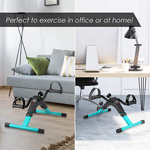 Folding Pedal Exerciser, Mini Exercise Bike Under Desk Bike - color: Green