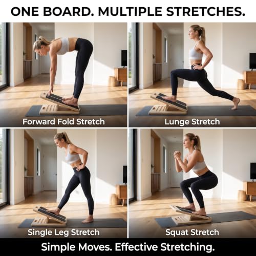 Wooden Slant Board for Calf Stretching, Adjustable Stretch Board