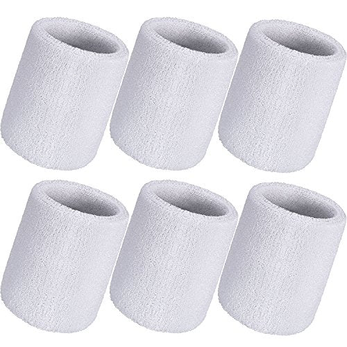 Bememo 12 Pcs Sweatbands Wrist Bands - color: White, size: 3.15 Inch