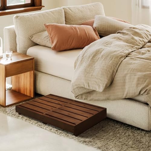 3.5'' Height Outdoor Steps Stool for Bathroom, Kitchen, Bed, Dark Brown - color: Dark Brown