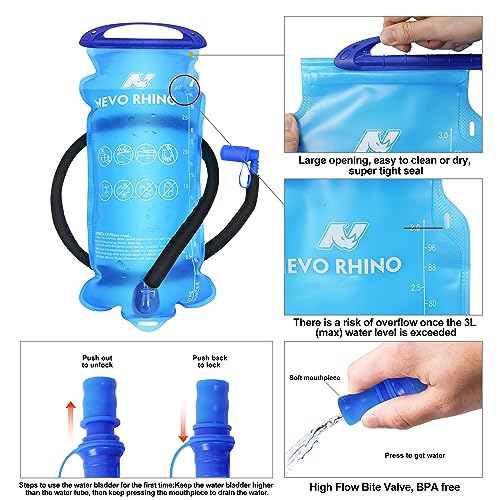 N NEVO RHINO Hydration Backpack with Water Bladder 3L, Hiking Backpack - color: gray