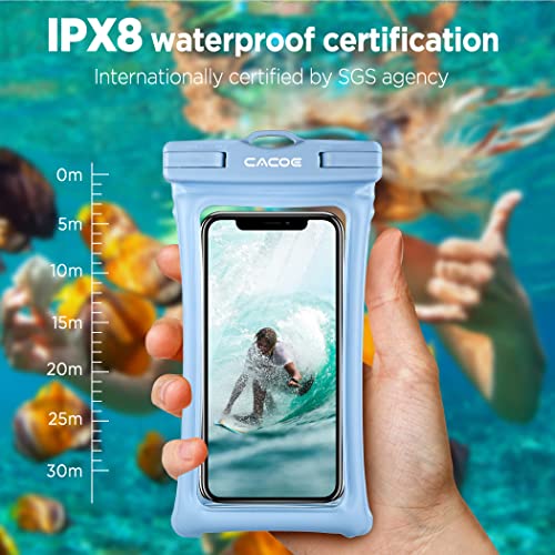 CACOE Floatable Waterproof Phone Pouch 2 Pack Up to 7.0",Black+Light Blue - color: Black+Light Blue