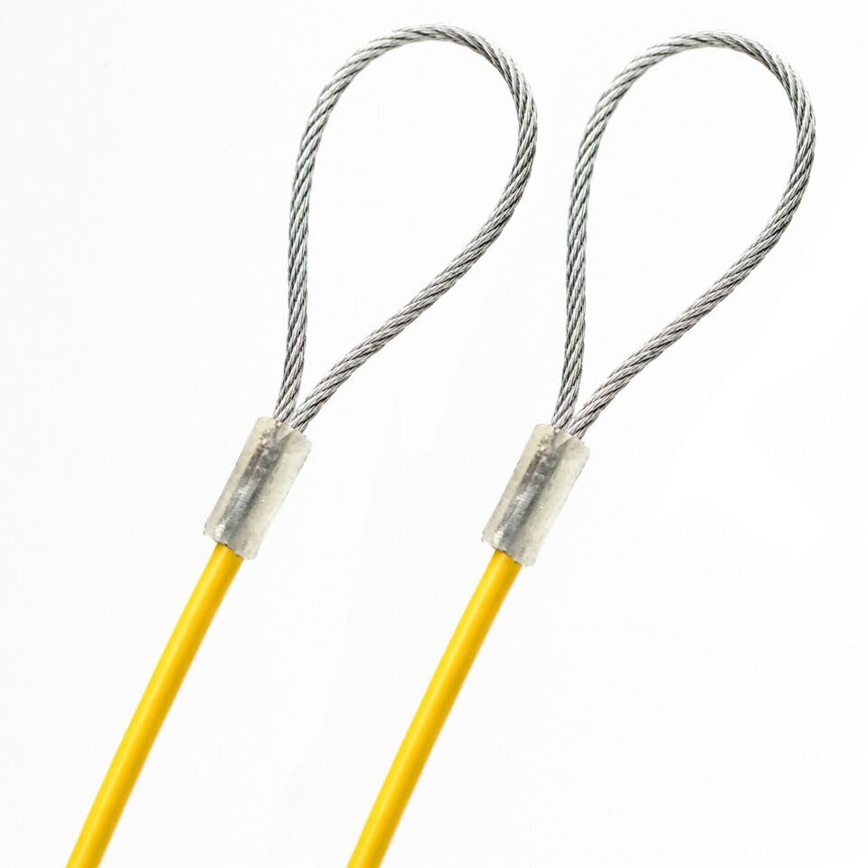 1ft Made to Order in USA Security Cable with Two End Loops Galvanized Steel Wire Rope 1/16" Vinyl Coated to 1/8", Aluminum Sleeves (1 feet, Yellow) - color: Yellow, size: 1ft