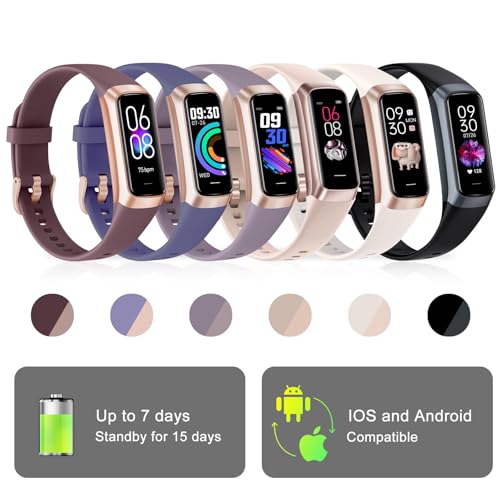 Fitness Tracker with 24/7 Heart Rate Blood Oxygen Sleep Monitor, 1.10" AMOLED Touch Screen Step Trackers, IP68 Waterproof Steps Counter Pedometer for Women Men - color: Metallic Purple