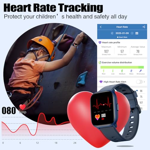 meoonley Kids Watch for Girls Boys with IP68 Waterproof, Girls Watch with 19 Sports Modes, Sleep Tracking, Pedometer, Stopwatch, Kids Activity Tracker, Birthday Gifts for Girls Age 6-15 Years Old - color: Blue