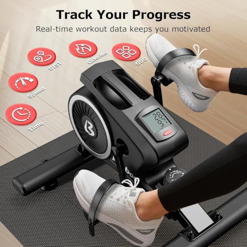 pooboo Under Desk Bike Pedal Exerciser with Magnetic Resistance - color: Black Silver
