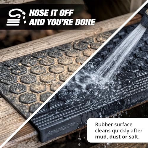 Rubber Stair Treads Outdoor 42" x 10" 5-Pack - Heavy-Duty Non-Slip Rubber - size: 42” x 10” x 5P