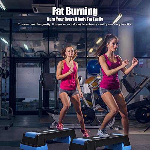 GYMAX Exercise Step Platform, 5”-7”-9” Height Adjustable Stepper - color: Blue