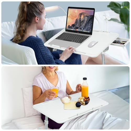 iXTRA Adjustable Laptop Lap Desk with Cooling Fan USB Light for Adults 60x40cm,White - color: White,60*40cm