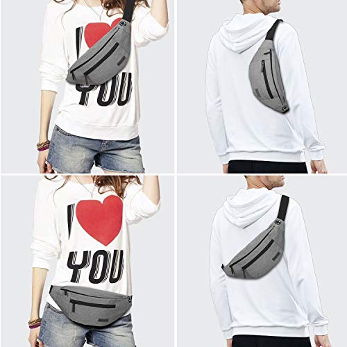 Crossbody Bags for Women Men Travel Essentials Fanny Pack Belt Bag - color: Grey