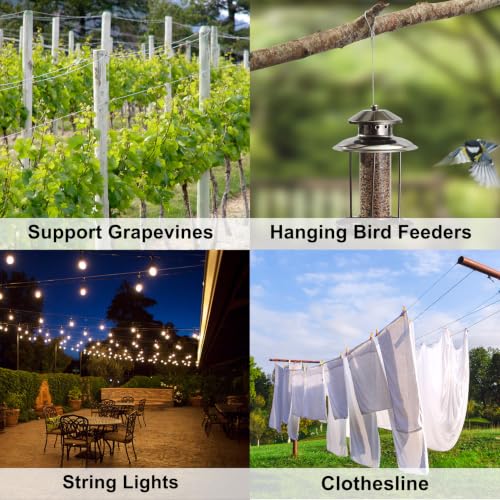 1/16 Wire Rope, 500FT 304 Stainless Steel Cable with 180Pcs Crimp Sleeves, Aircraft Grade, 7x7 Strand, 368lbs Breaking Strength, for Garden Trellis, Clothesline, Railing,Trellis - size: 500 ft