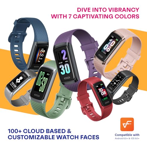 OCTANDRA Active 2 VeryFit Fitness Tracker Heart Rate SpO2 Blood Oxygen Saturation Sleep Monitor 1.05" Screen Activity Step Counter Pedometer IP68 Waterproof Smart Watches for Men Women (Grey) - color: Porpoise Grey
