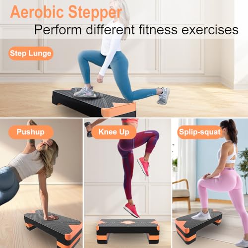 Aerobic Exercise Step, Adjustable Workout Step Platform - color: Orange