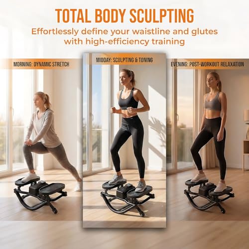 Rock Fitness Stepper for Exercise at Home,Portable Rocking Stepper Side to Side with Digital Display & Resistance Bands, Motion Stair Rocker Stepper Machine for Home Office Full Body Workout