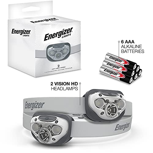 Energizer LED Headlamp PRO (2-Pack), IPX4 Water Resistant Head Light - color: Stone Gray, size: 2-Pack