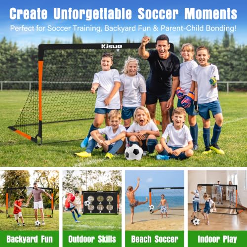 Kids Soccer Goals for Backyard Set - 2 Soccer Goal Net Training Equipment - color: 2-Black Orange