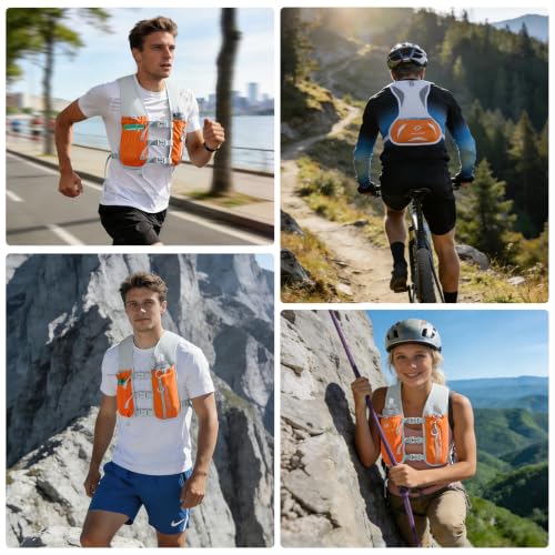 Maelstrom Running Vest, Lightweight Hydration Pack with 500ml Soft Flask - color: Orange