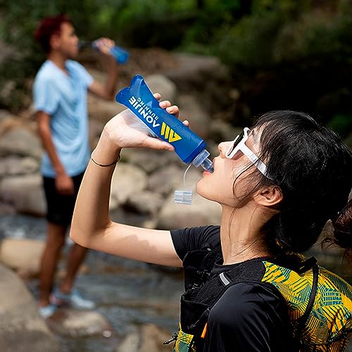 AONIJIE Soft Flasks, TPU Collapsible Foldable Water Bottles for Hydration Pack Running Cycling 2 Pack (250ml with straw pack of 2) - color: 250ml with straw pack of 2