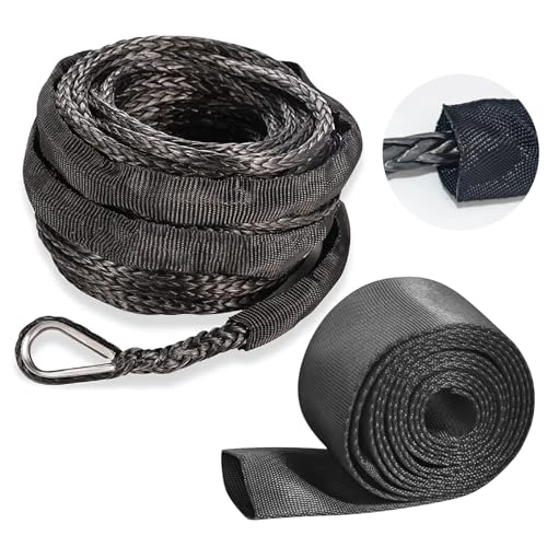 Flylin Universal Winch Rope Protector Winch Cable Cover 5cm/1.97in Width,2m - color: 5cm x 2m