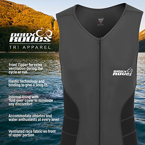 Triathlon Suit Men Racing Tri Cycling Skin Suit Sleeveless - Bonus Race Bib Belt - color: Gray, size: Large