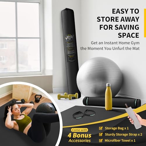 CAMBIVO 8'x6'/7'x5'/6'x4' Large Exercise Mat Workout Mat for Home Gym, 7mm - color: 7'*5' Black