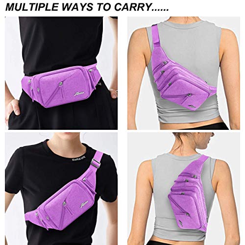 Fanny Pack Waterproof Waist Bag Pack Men Women Hip Bum Bag With Water Bottle Holder Adjustable Strap Suitable For Outdoors Workout Traveling Hiking Cycling Dog Walking Pouch Bag(Purple) - color: Purple